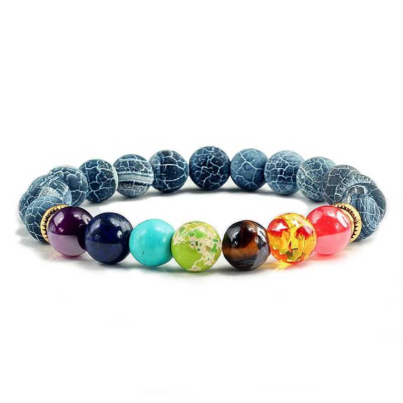 7 Chakra Treatment Bead Bracelet Natural Agate Lava Stone Tiger Eye Bracelet 8MM Womens Fashion Yoga Jewelry W240913