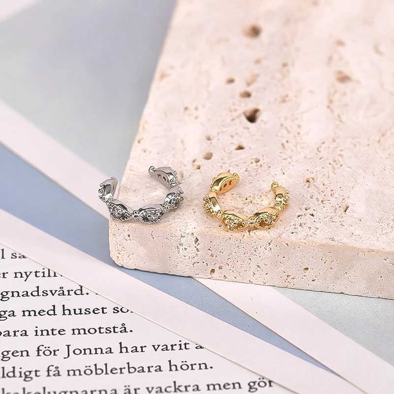 24k Gold-Plated Silver Irregular Geometry Ear Clip Earrings for Women Simple Crystal ear cuff Without Piercing Earrings JewelryX240913