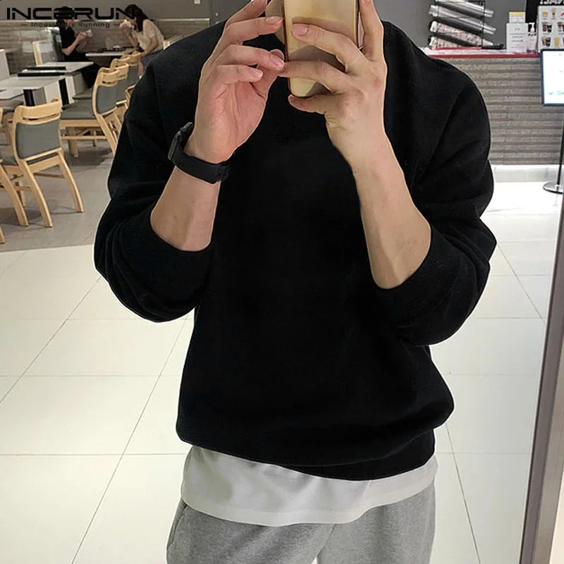 INCERUN Tops Korean style mens simple letter printed zipper casual streetwear Oneck long sleeved sportswear S5XL 240911