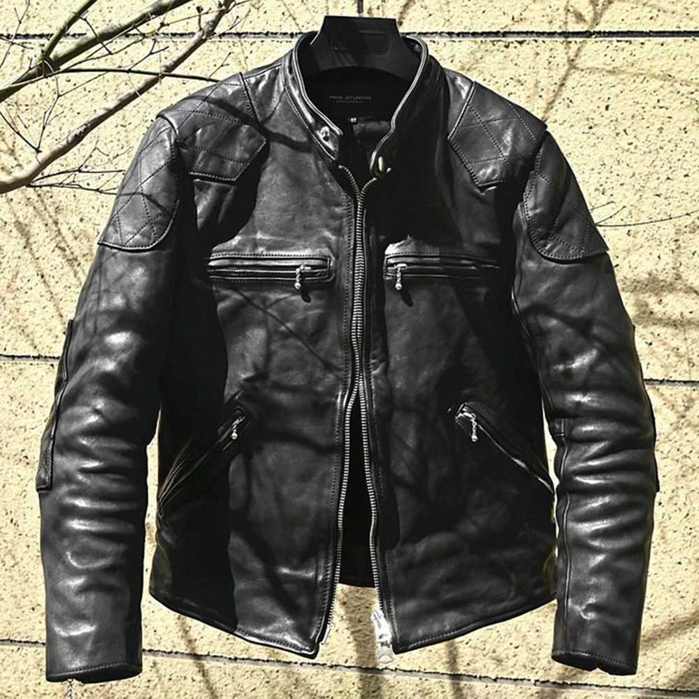 Mens Smart Jacket Autumn And Winter Retro Niche Stand Collar Motorcycle Pu Leather 2023 Trendy And Handsome Versatile JacketX240913