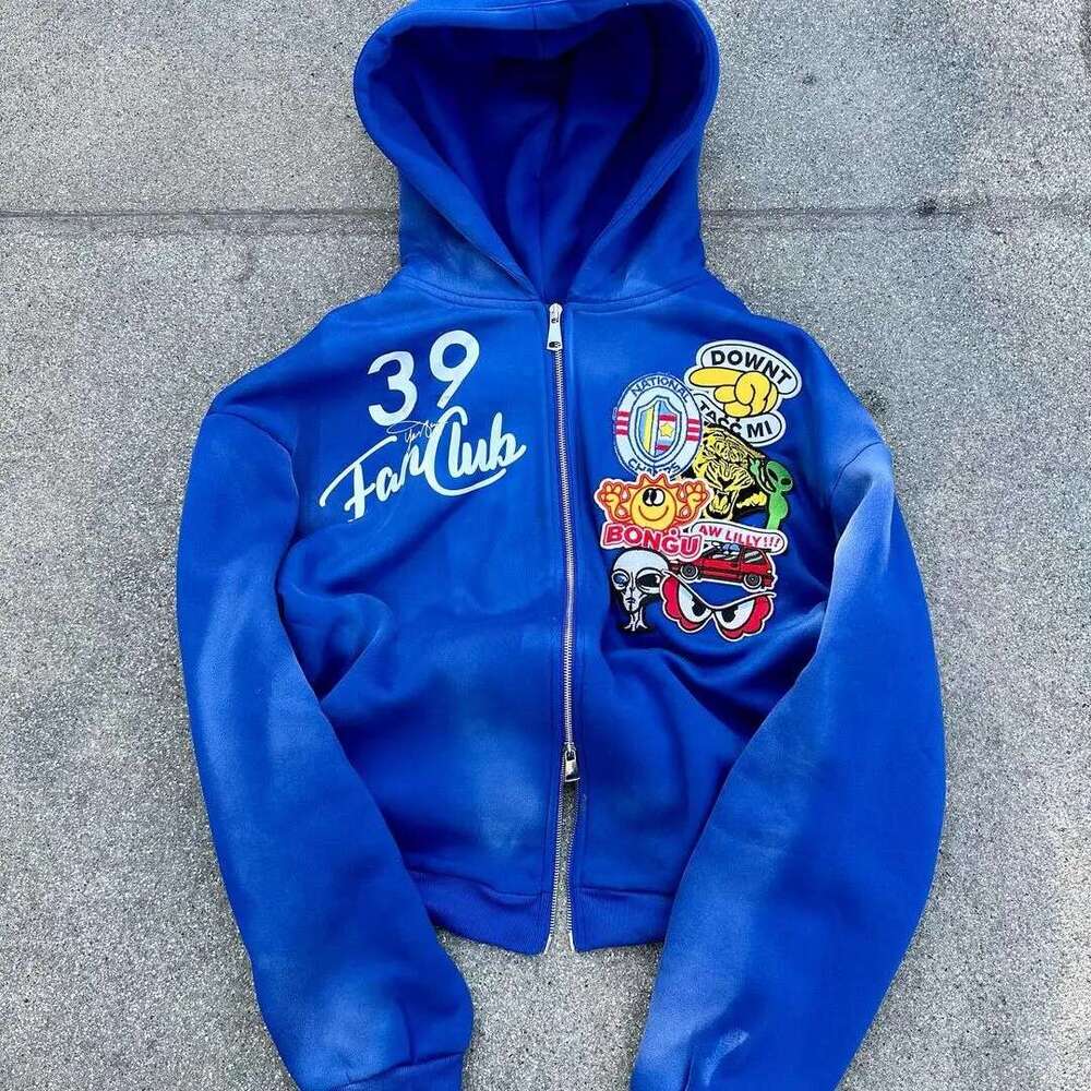 y2k new gothic zipper hoodie multi color pattern design hoodis mens womens street retro haruku hip hop loose sweatshirt