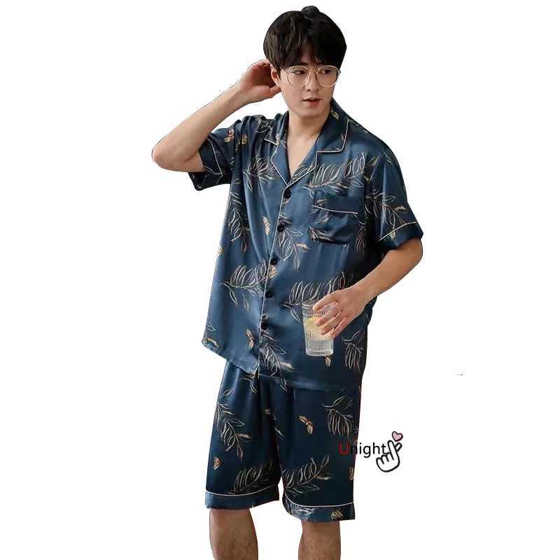 M-5XL Men Summer Pajama for Man Large Size Silk Mens Pajamas With Shorts Pants Satin Sleepwear Pijamas Pyjama Mujer Pajama Y240913