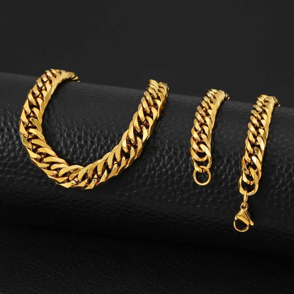 HONGTONG Chunky Miami Curb Chain Bracelet for Men Stainless Steel Cuban Link Chain Wristband Classic Punk Heavy Male JewelryX240913