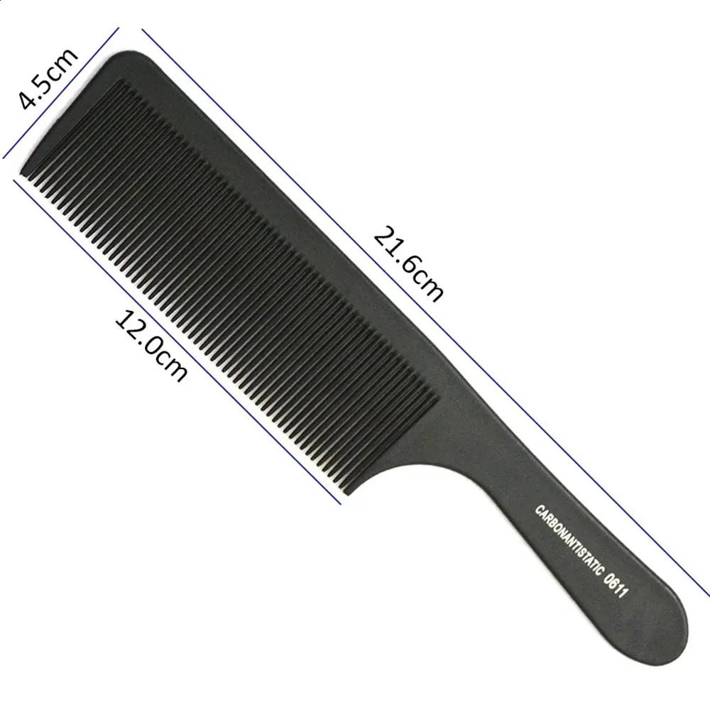 1PC Black Flattop Hair Cutting Comb Heat Resistant Tool Hairdressing Stylist Salon Carbon Antistatic Combs 240911