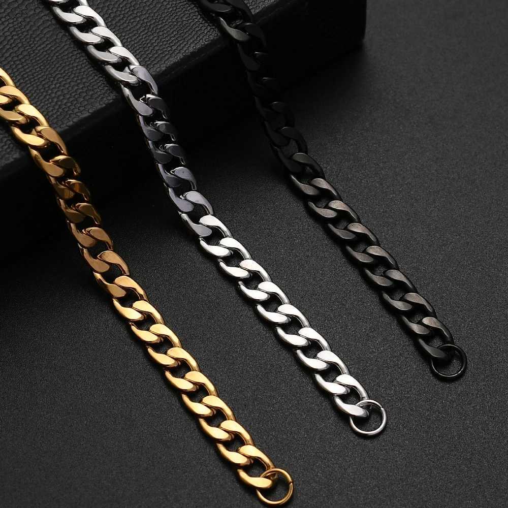 Hot Sale Stainless Steel Gold Black Color Cuban Chain Bracelet For Men Titanium Steel Link Bracelet 6/8/10MM Length 20CMX240913
