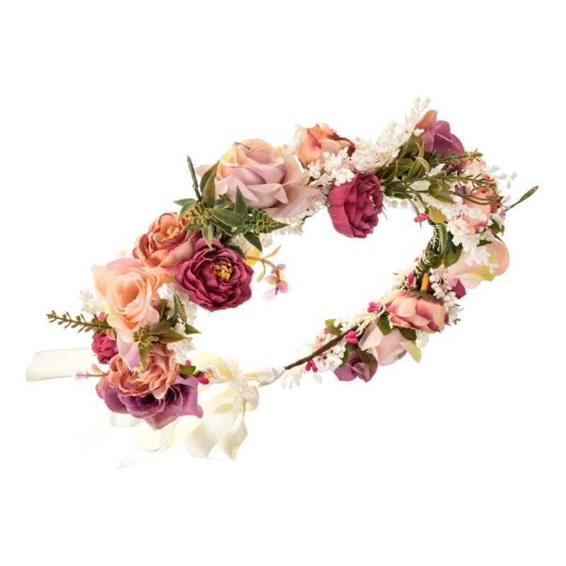 Dry Flower Headband Handmade Adjustable Garland Headband Flower Crown Garland Headgear Wedding Holiday PartyX240913