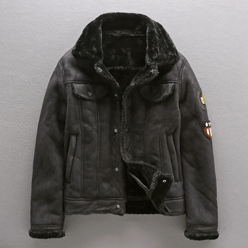 Mens Winter Thick Warm Military Bomber Pu Jacket Tactical Faux Leather Jackets Outwear Fleece Coats Fur Inner Windbreaker 240912