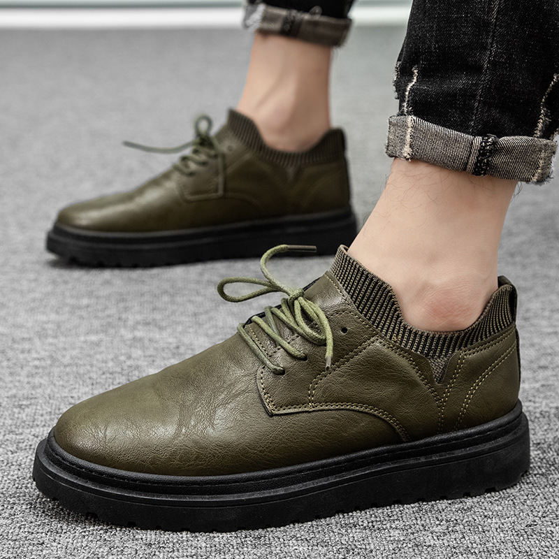 Genuine Autumn Men Business Casual Office Formal Natural Leather Shoes Man Dad Flats k09 dc46