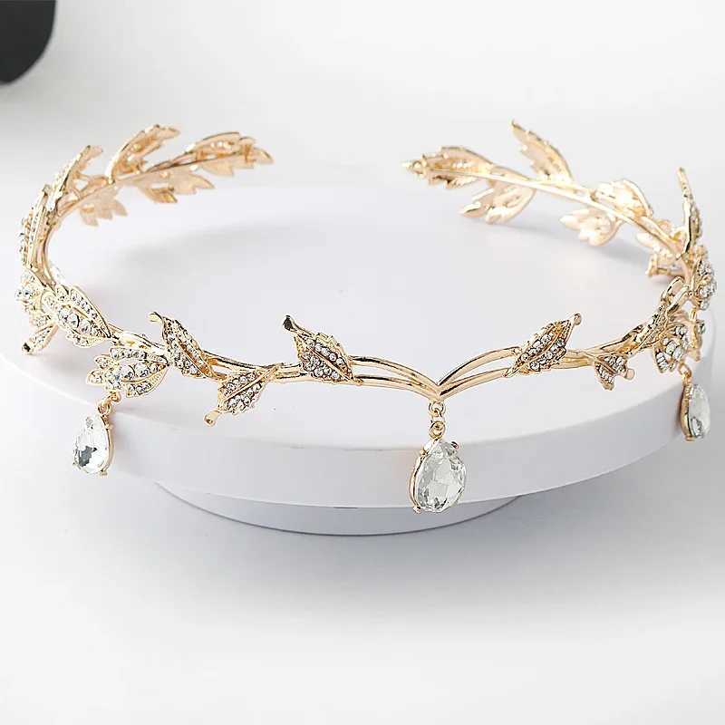 Movie King Round Elves Crown Tiara Women Waterdrop Zircon Headband Bridal Hair Accessories Crown Wedding Headwear GiftsX240913