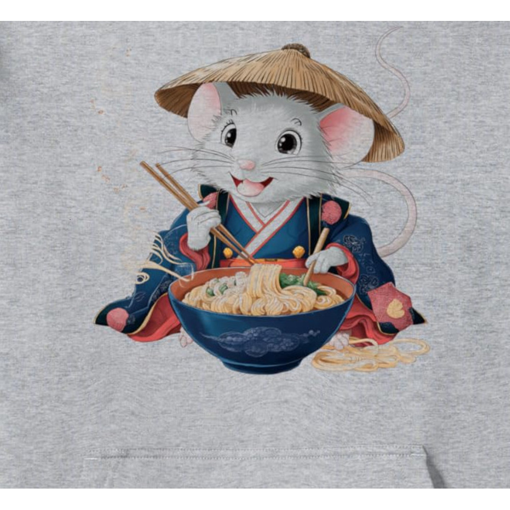 Hoodie for Mens Womens Ramen Lover Japanese Anime Kawaii Mouse Foodie Design Pullover Hoodie Graphic Hoodies sweatshirt Pullover Long Sleeve