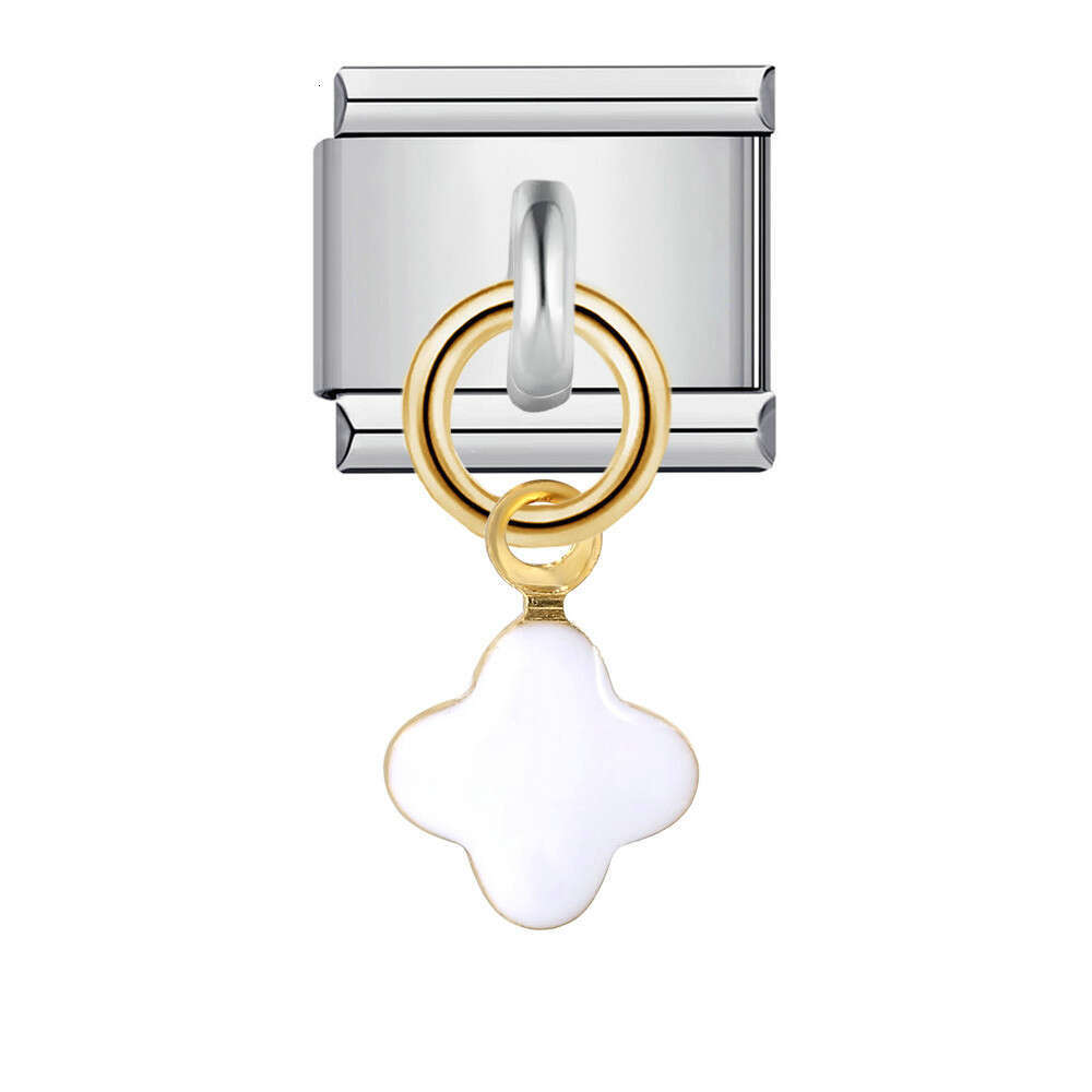 Single Sier Bottom Wer Pendant Beads Gold Plated Enamel DIY Hook Bracelet Italian Charm Links Stainless Steel Fit 9mm Bracelet Jewelry DIY Making Gift