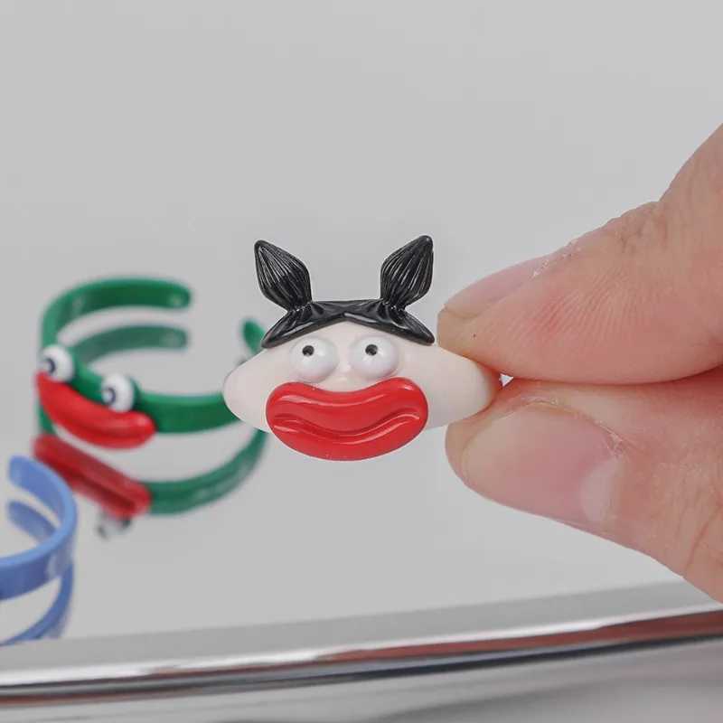 Band Rings Women Funny Finger Fashion Punk Colorful Lips Shape Sausage Mouth Resin Girls Cute Cartoon Creative Y2K Acrylic Ring H240913