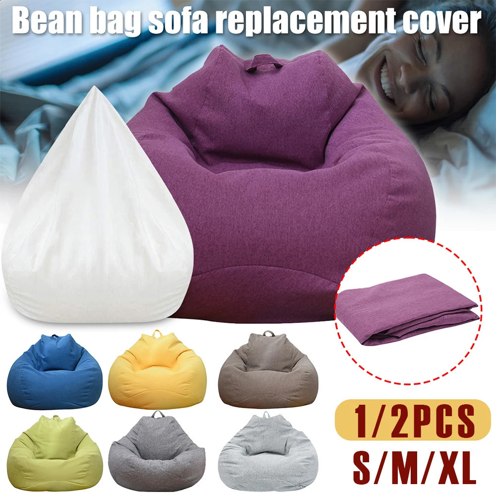 12Pcs Large Bean Bag Cover SMXL Comfortable Lazy Seat Bag Cover Without Filler Living Room Beanbags Kids Tatami Chairs Covers 240913