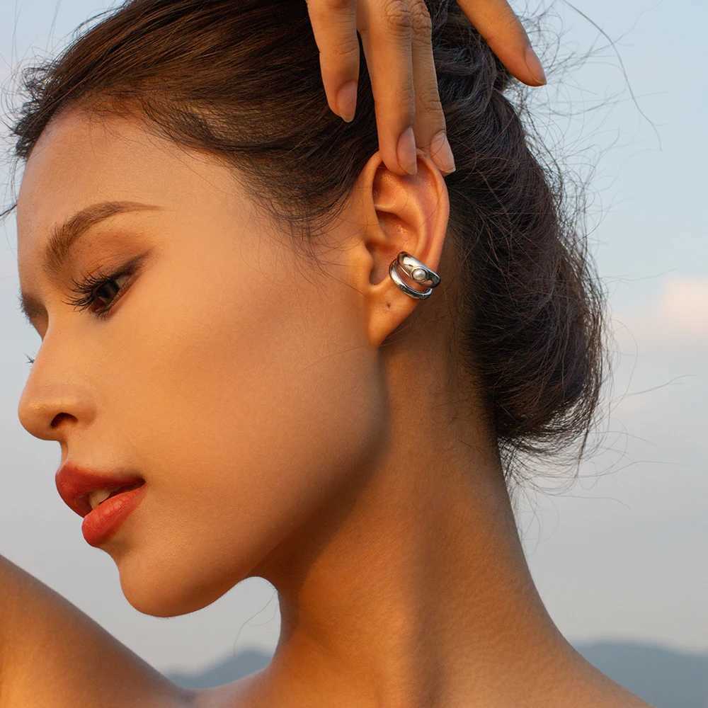 Youthway Free Piercing Ear Cuff With Pearl Double-layer Simple Stainless Steel Ear Clips Trendy Jewelry for WomenX240913