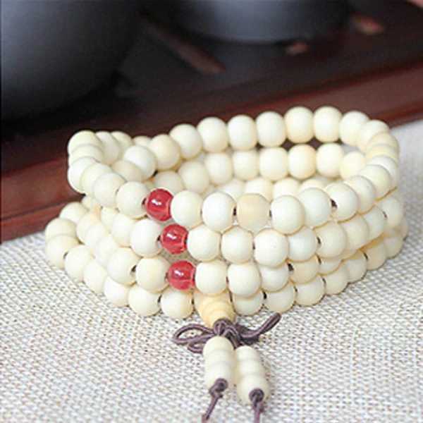 108 beads 8mm natural sandalwood Buddhist meditation bead bracelet mens prayer bead rose pendant decoration W240913