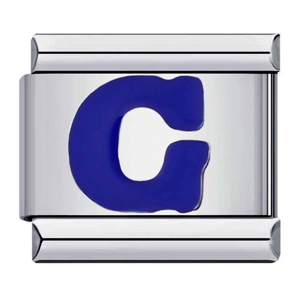 New Titanium Steel Blue English Letter DIY Beads Italian Charm Bracelet Italian Charm Links Stainless Steel Fit 9mm Bracelet Jewelry DIY Making Gifts