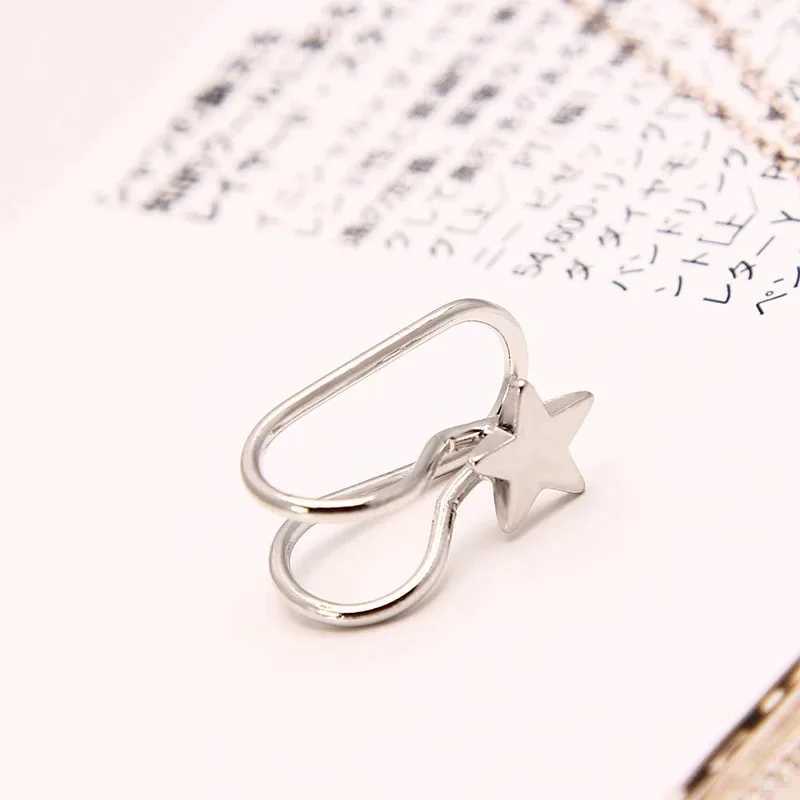 New Fashion Star Single Crystal Clip On Earrings for Women No Pierced Cartilage Ear Cuff Wrap Pendientes Party Wedding JewelryX240913