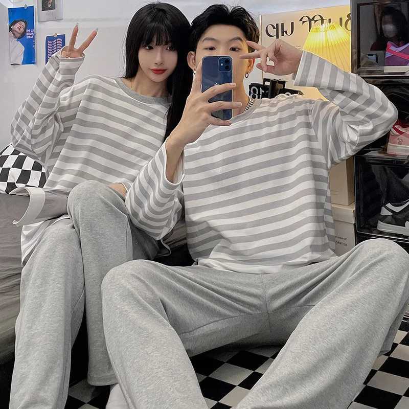 Cotton Couple Pajamas Sets for Women Men Plus Size Sleepwear Comfortable Homewear Autumn Spring Leisure Loungewear Pijamas Y240913