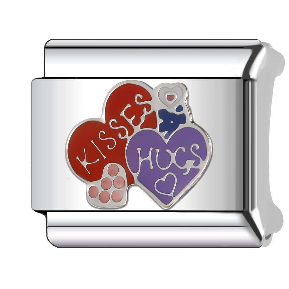 New Women's Gift Romantic red heart Bead Italian Charms Links Bangle Beads Fit 9mm Stainless Steel Bracelet Making DIY For Women Fashion Jewelry