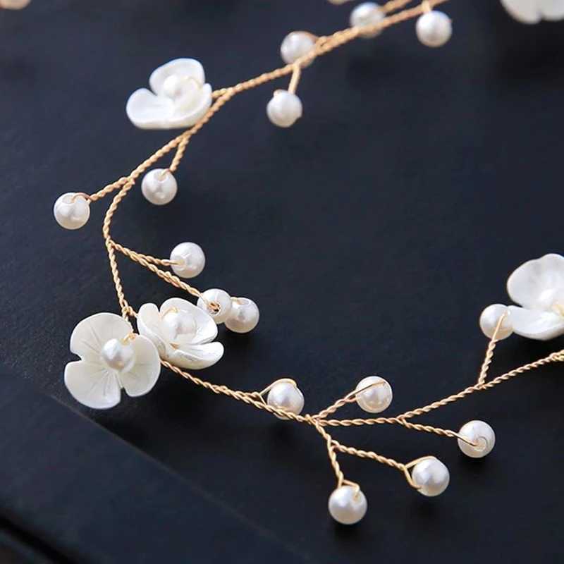 Bridal Wedding Crystal Hair Accessories Pearl Flower Headband Women Bride Tiara Hair Band Clips Handmade Jewelry Head OrnamentX240913