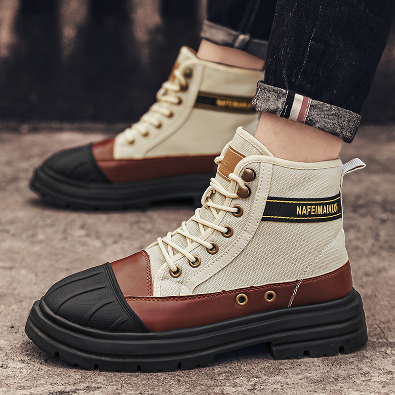 canvas New shoes Men's high top labor protection wear resistant Martin Breathable site outdoor work boots 8979