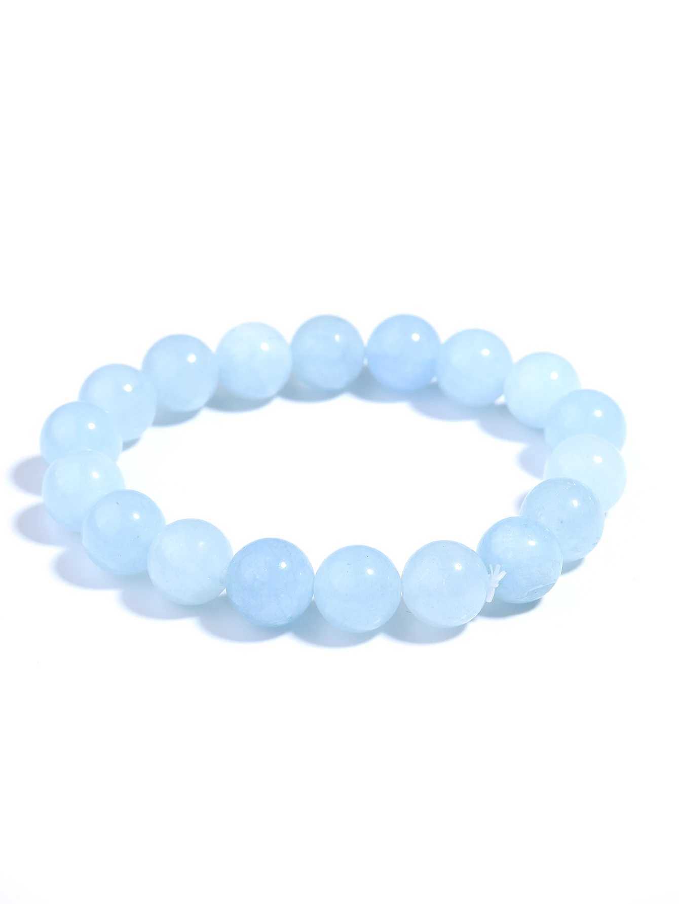 OAITE Natural Blue Gem Bead Bracelet for Womens Meditation Spiritual Therapy Stretching Spiritual Energy Stone Bracelet W240913