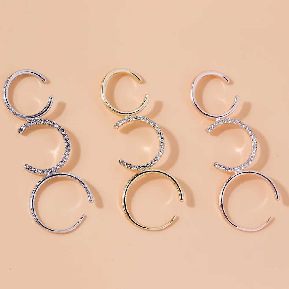 VG 6YM Rainbow Circle Big Unusual Cuff Earring Colorful Rhinestone C Shape Long Piercing Clip Earrings For Women Jewelry 2021X240913