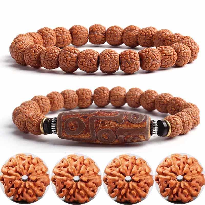 Nature Vajra Bodhi Rudraksha Bracelet Mens Meditation Mala Bead Bracelet Mens Jewelry Prayer Xizang Buddhist Bracelet W240913