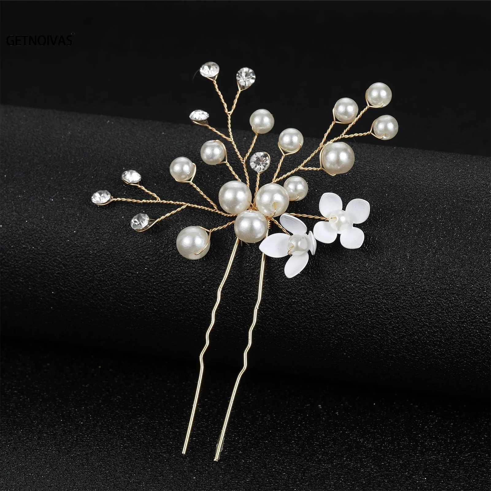 Bridal White Flower Hair Pins for Women Rhinestone Wedding Hair Accessories Bride Headpiece Party Jewelry Bridesmaid GiftX240913