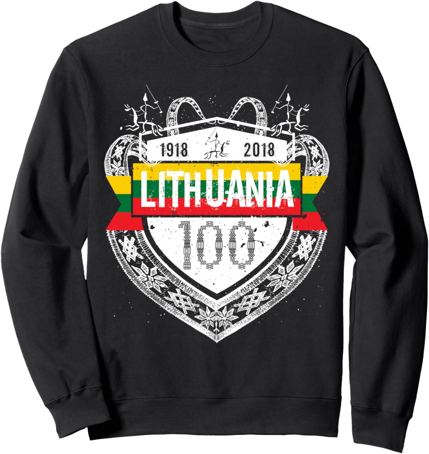 Long Sleeve Shirts for Men sweatshirt 100 Years 1918-2018 National Flag Lithuania Gift Sweatshirt Tee Streetwear Casual tops clothes