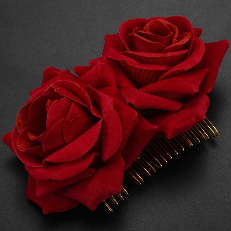Rose Flower Hair Clip Slide Flamenco Dancer Pin Flower Brooch Lady Hair Styling Clip Hair AccessoriesX240913