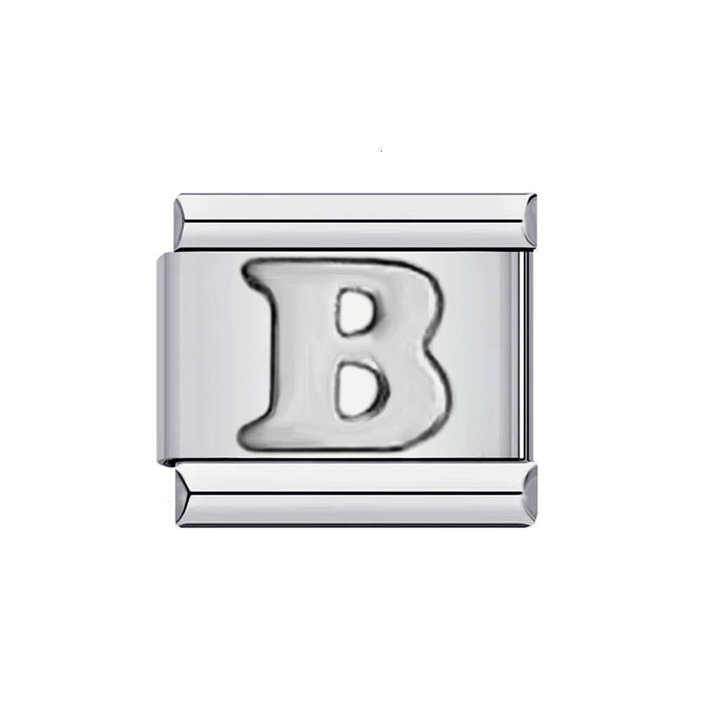 New Titanium Steel Gold Plated English Letter DIY Bead Italian Charm Bracelet Italian Charm Links Fit 9Mm Bracelet Jewelry DIY Making Gifts