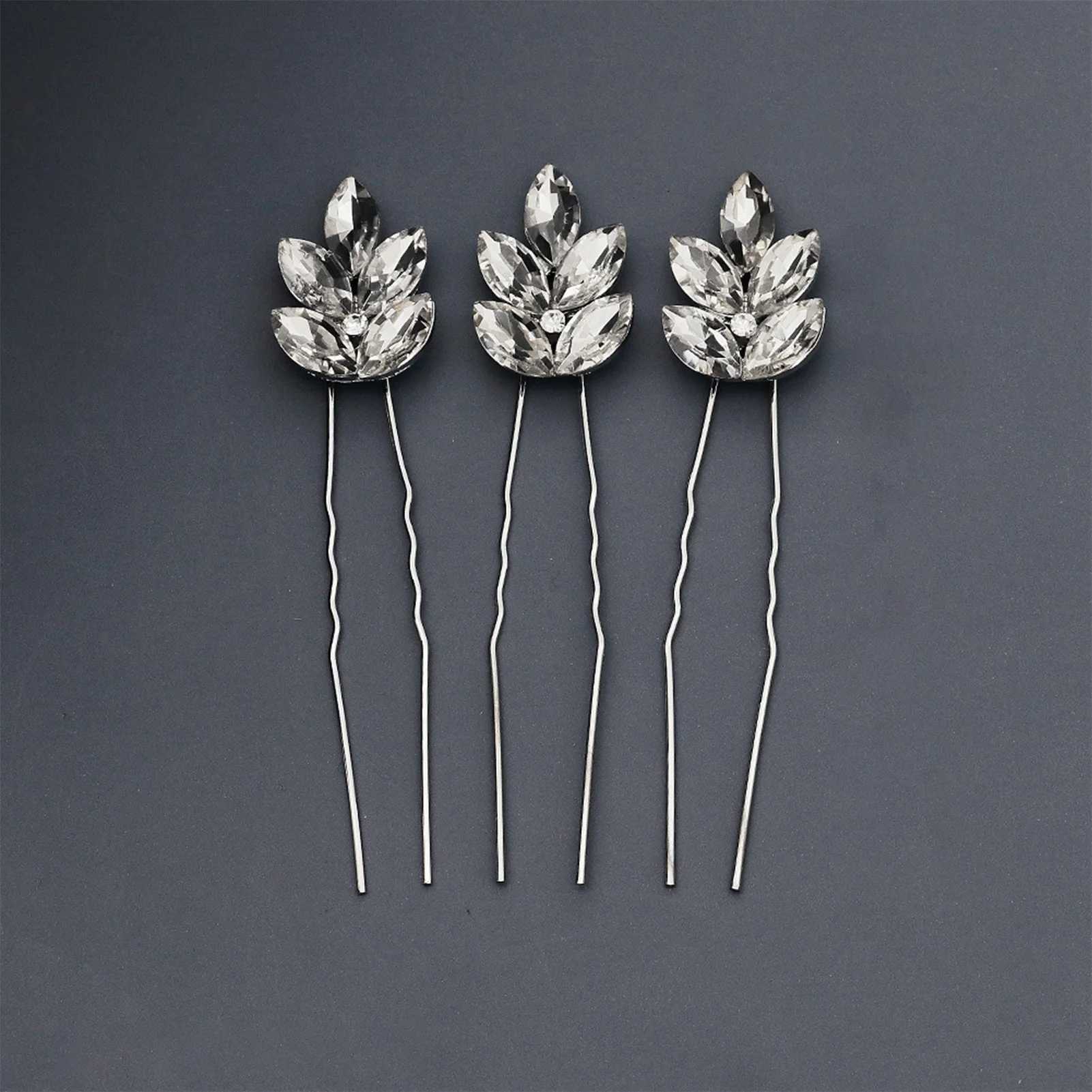 3Pcs Women U-shaped Pin Barrette Rhinestone Hair Clips Bridal Hairpins Tiara Wedding Hairstyle Tools Headwear AccessoriesX240913