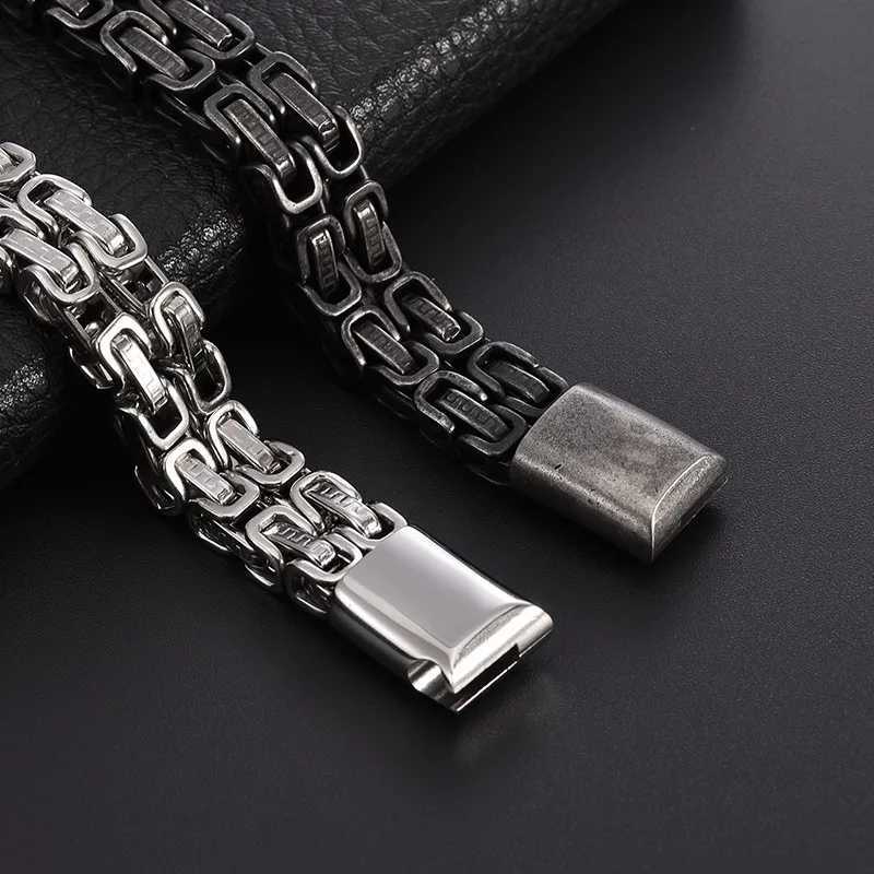 316L Stainless Steel Simple Hip Hop Thick Byzantine Bicycle Chain Bracelet for Men Women Kpop Gift JewelryX240913
