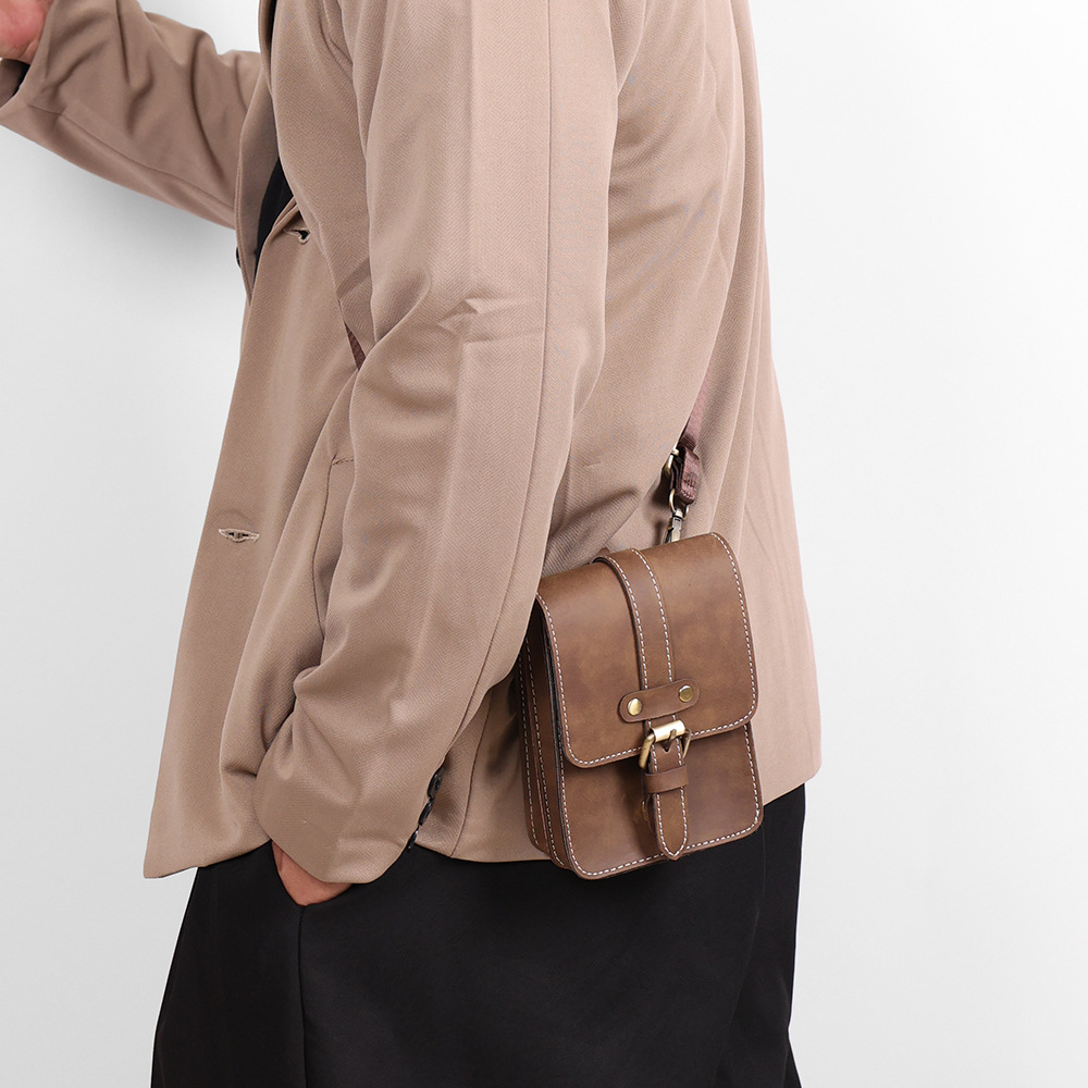 Mini Retro Crossbody Bag For Men Shoulder Bags Trendy Chain Womens Man Hand Bag Simple Lady High Quality Phone Bag Elegance Ladies PU Wallet Bag DZD24