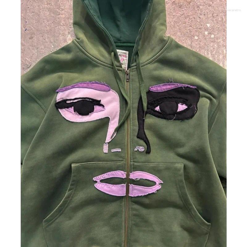 Men's Hoodies Geometric Eyes Spoof Design Patch Embroidery High Quality Oversized For Women 2024 Fashion Versatile Sweatshirts