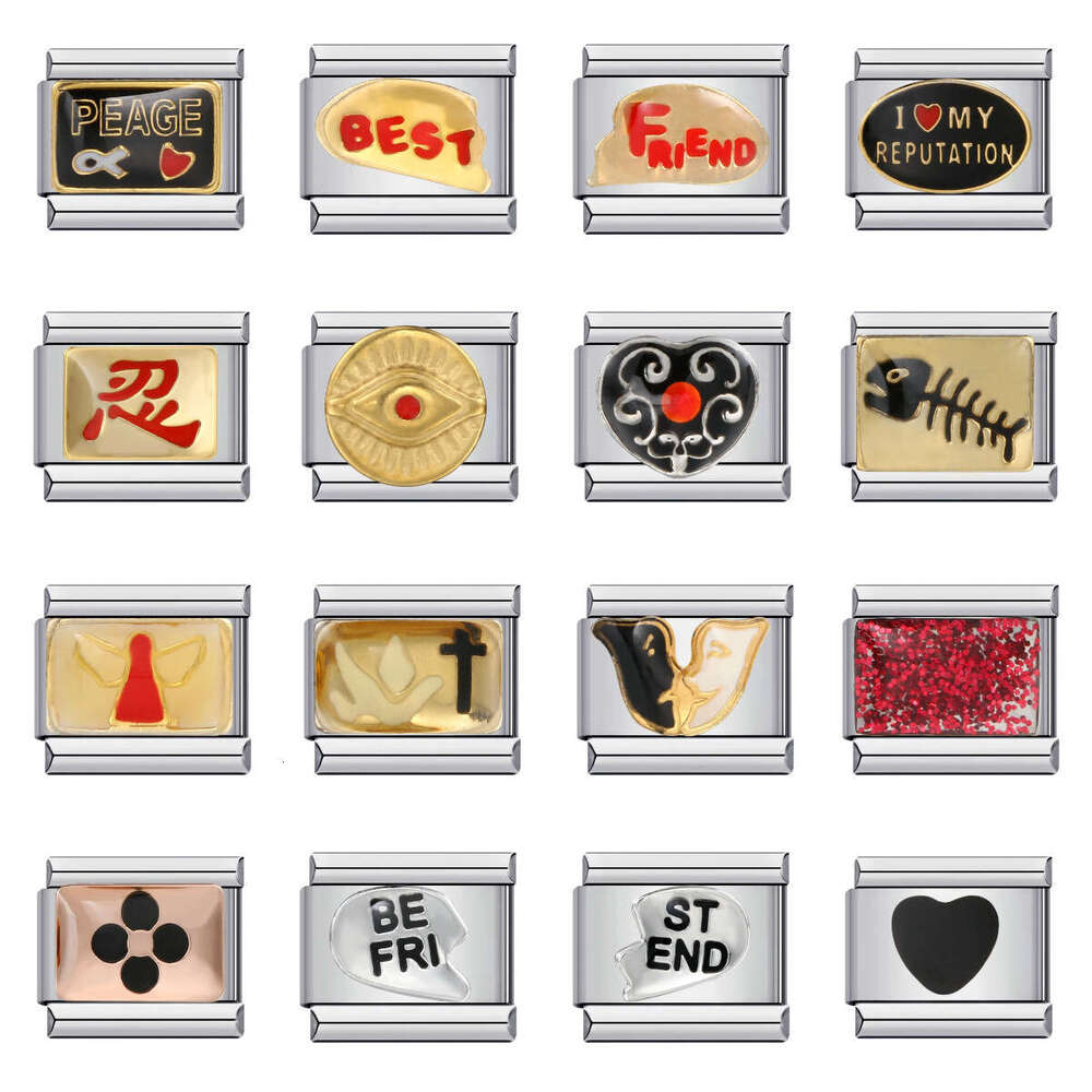 New welding pattern titanium steel gold-plated DIY module bracelet Italian Charm k Fit 9mm Bracelet Jewelry DIY Making Gifts