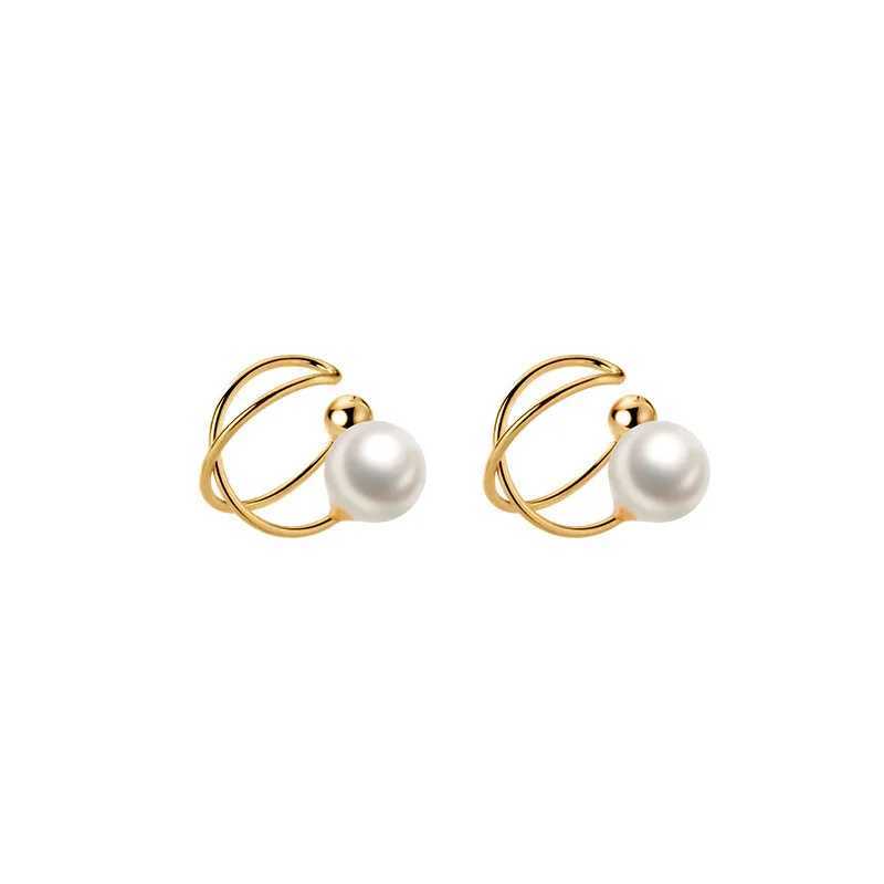 Korean Fashion Small Pearl Clip Earrings for Women Girls Vintage Golden Geometry Ear Cuff Clip Without Pierced Ear Cuff JewelryX240913