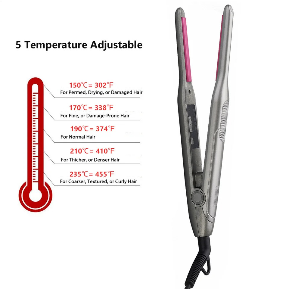 Professional 2 In 1 Hair Straightener Curling Iron Mini Pencil Flat Iron for Short Hair Beard Straightener Ceramic Hair Curler 240911