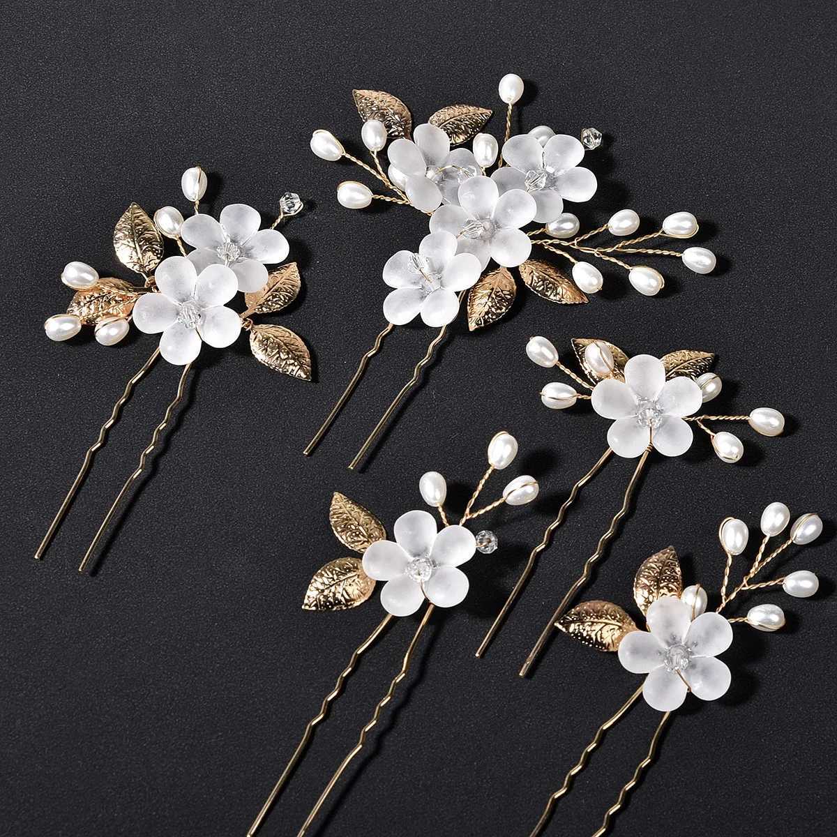 5 Pcs Crystal Pearl Flower Hair Clips Elegant Headwear For Women Precious jewels Bridal Wedding Hair AccessoriesX240913