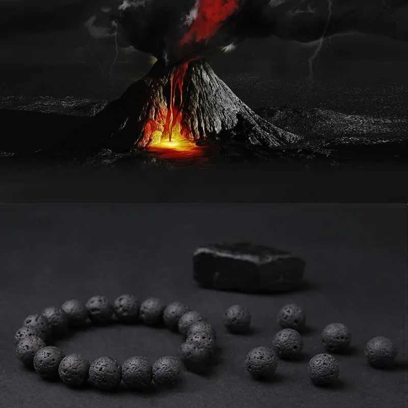 1 piece of 8mm trend lava stone natural stone bead bracelet mens charm bracelet jewelry gift W240913