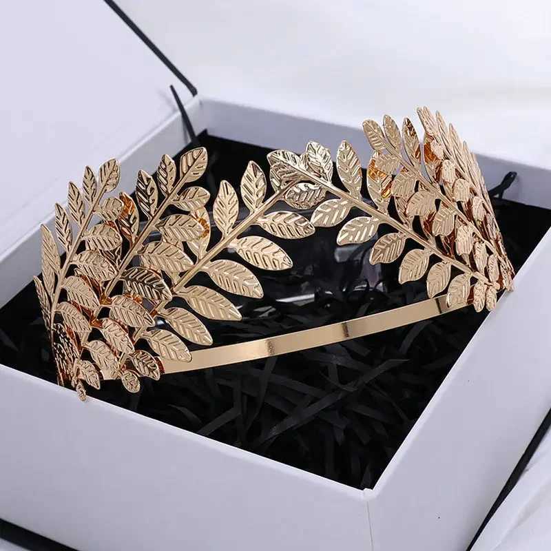 Fashion Greek Goddess Headband Gold Leaves Branch Crown Bride HairBand Wedding Tiara Hair Jewelry AccessoriesX240913