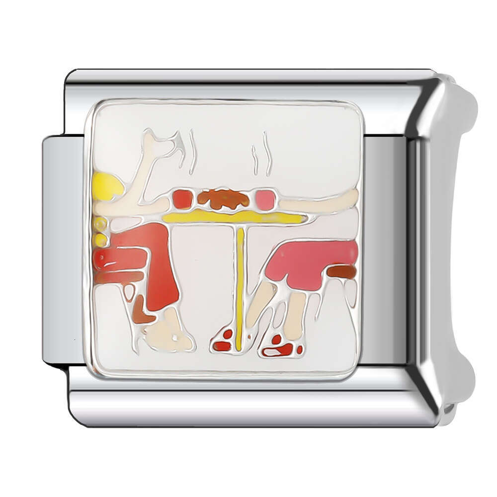 New Women's Gift yellow Bead Italian Charms Links Bangle Beads Fit 9mm Stainless Steel Bracelet Making DIY For Women Fashion Jewelry