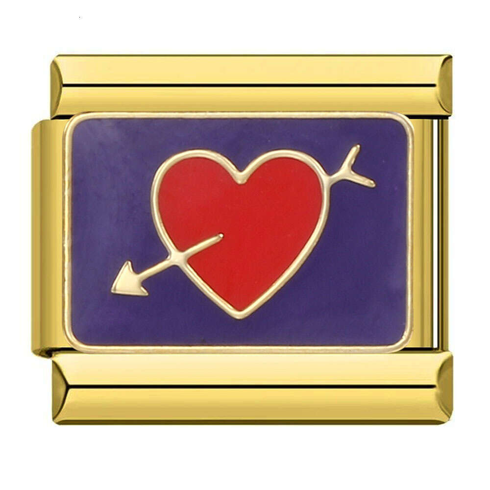 New Valentine's Day Elements Bead Welding Enamel Cartoon DIY Fashion Bracelet Italian Charm Links Fit 9Mm Bracelet Jewelry DIY Making Gifts