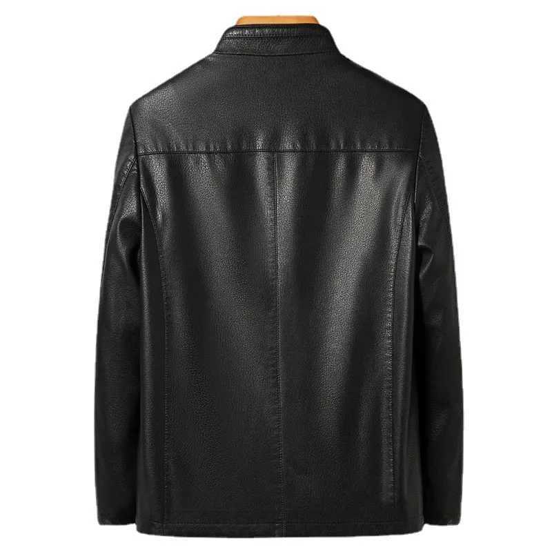 High Quality Men Leather Jacket Korean Fashion Mens Standing Collar Ecological Mens Clothing Popular Leather Coat OuterwearX240913