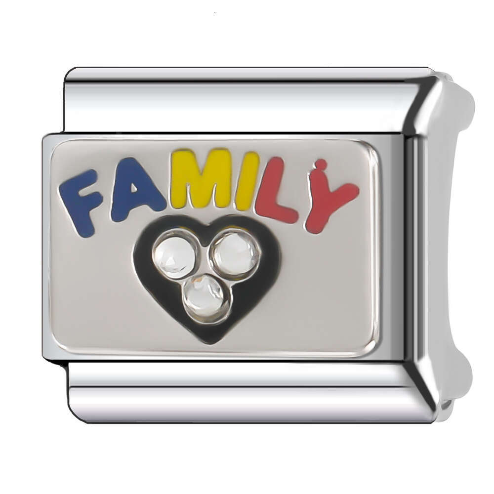 2024 New Women's Gift I love family bead Italian Charms Links Beads Fit 9Mm Stainless Steel Bracelet DIY Making Jewelry