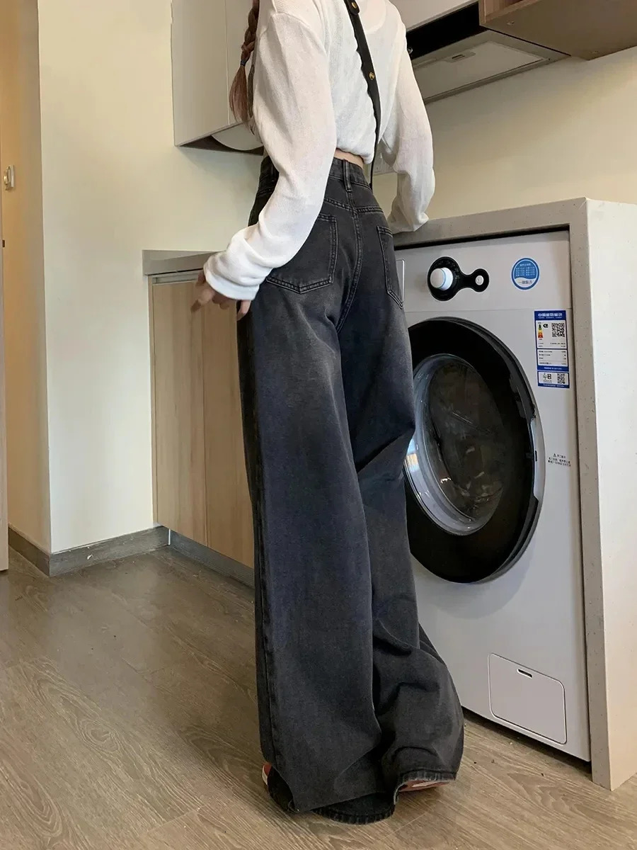 Black Jeans woman korean style trousers pants wide leg streetwear women baggy high waisted jeans