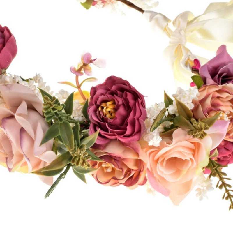 Dry Flower Headband Handmade Adjustable Garland Headband Flower Crown Garland Headgear Wedding Holiday PartyX240913