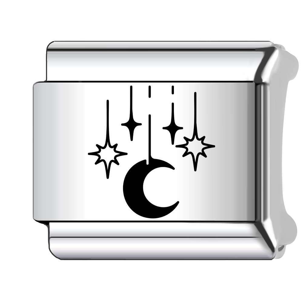 New Women's Gift Unique moon Bead Italian Charms Links Bangle Beads Fit 9mm Stainless Steel Bracelet Making DIY For Women Fashion Jewelry