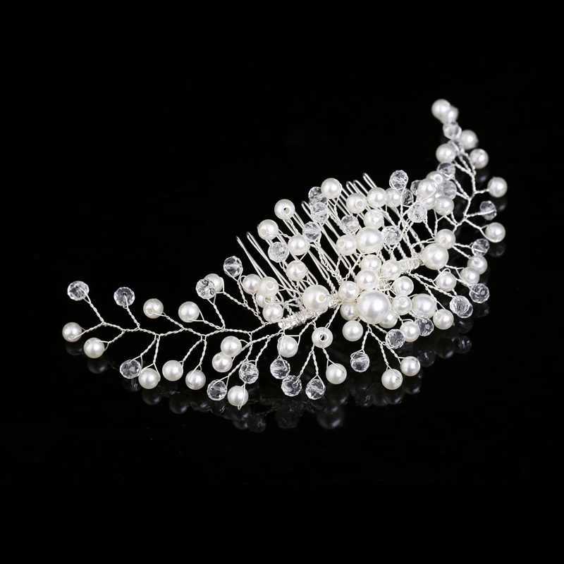 Crystal Pearl Wedding Hair Combs Hair Accessories for Bridal Hair Clips Pin Accessories Jewelry Handmade Women Head OrnamentsX240913